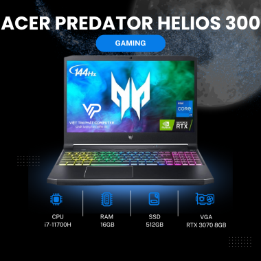 LAPTOP ACER PREDATOR HELIOS 300 I7-11700H | 16GB | 512GB | RTX 3070 8GB | 17.3'' 2K 165Hz | WIN 11