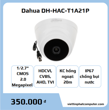 Camera HDCVI Cooper 2MP Dahua DH-HAC-T1A21P