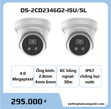 Camera IP AcuSense Dome 4MP HIKVISION DS-2CD2346G2-ISU/SL