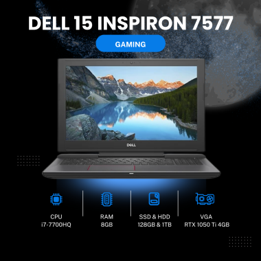 DELL INSPIRON 15 GAMING 7577 i7-7700HQ | 8GB | SSD 128GB | HDD 1TB | RTX 1050 Ti 4GB | 15.6