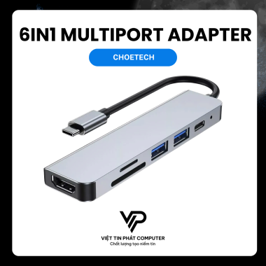 BỘ CHUYỂN ĐỔI 6-in-1 CHOETECH SILVER