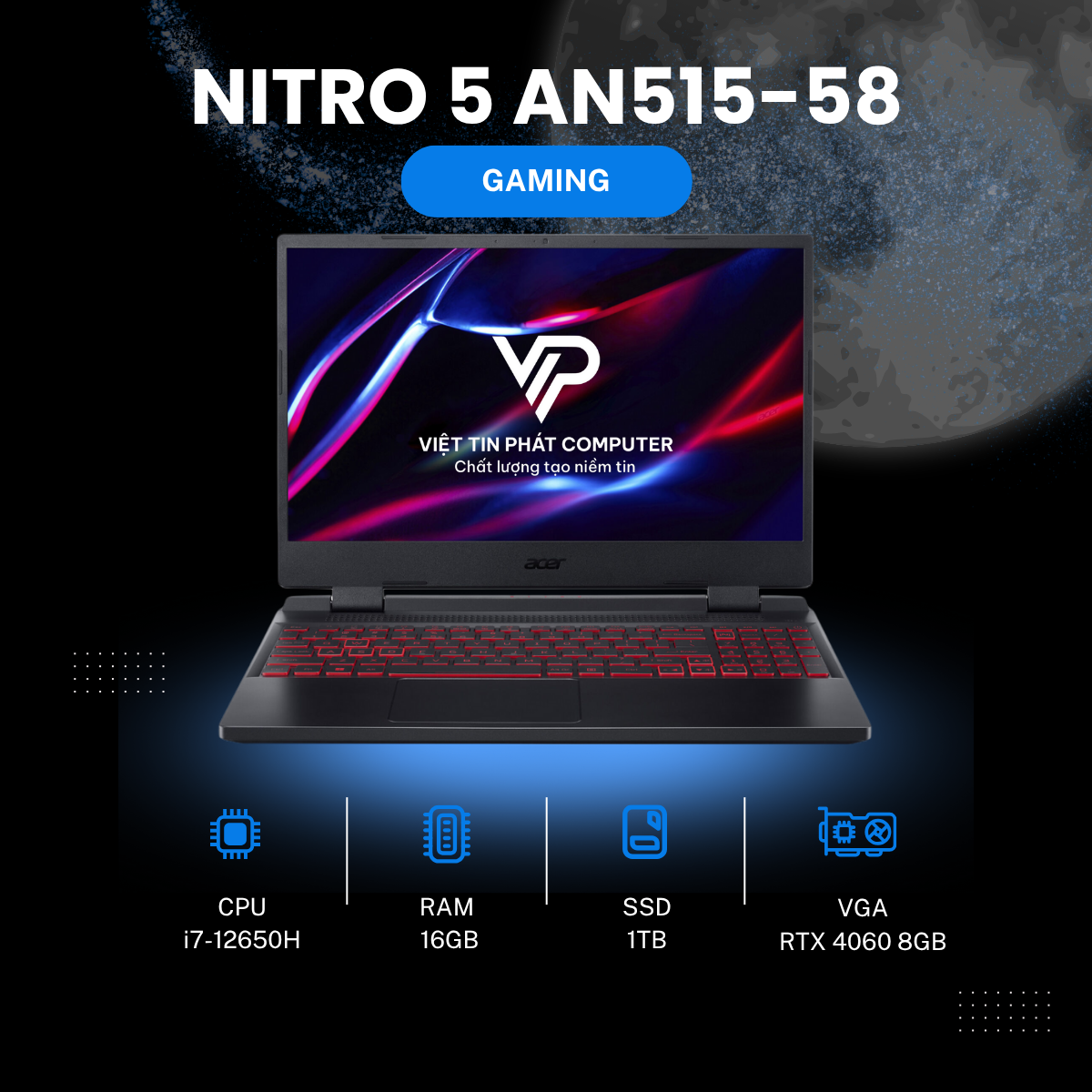 Acer Nitro 5 Tiger AN515-58 i7-12650H | 16GB DDR5 | 512GB | RTX 4060 8GB | 15.6