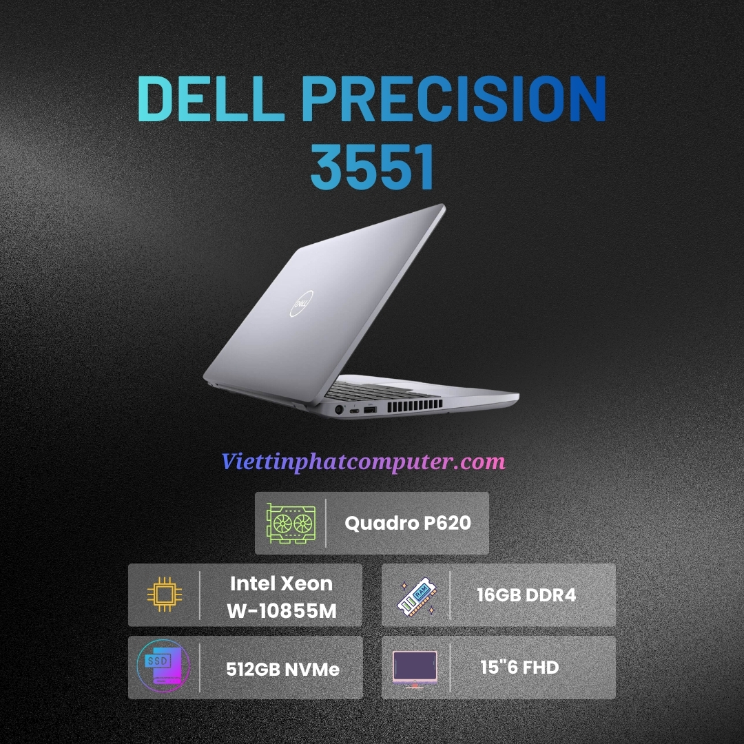 DELL PRECISION 3551 INTEL XEON W-10855M I 16GB I 512GB I VGA P620 I 15