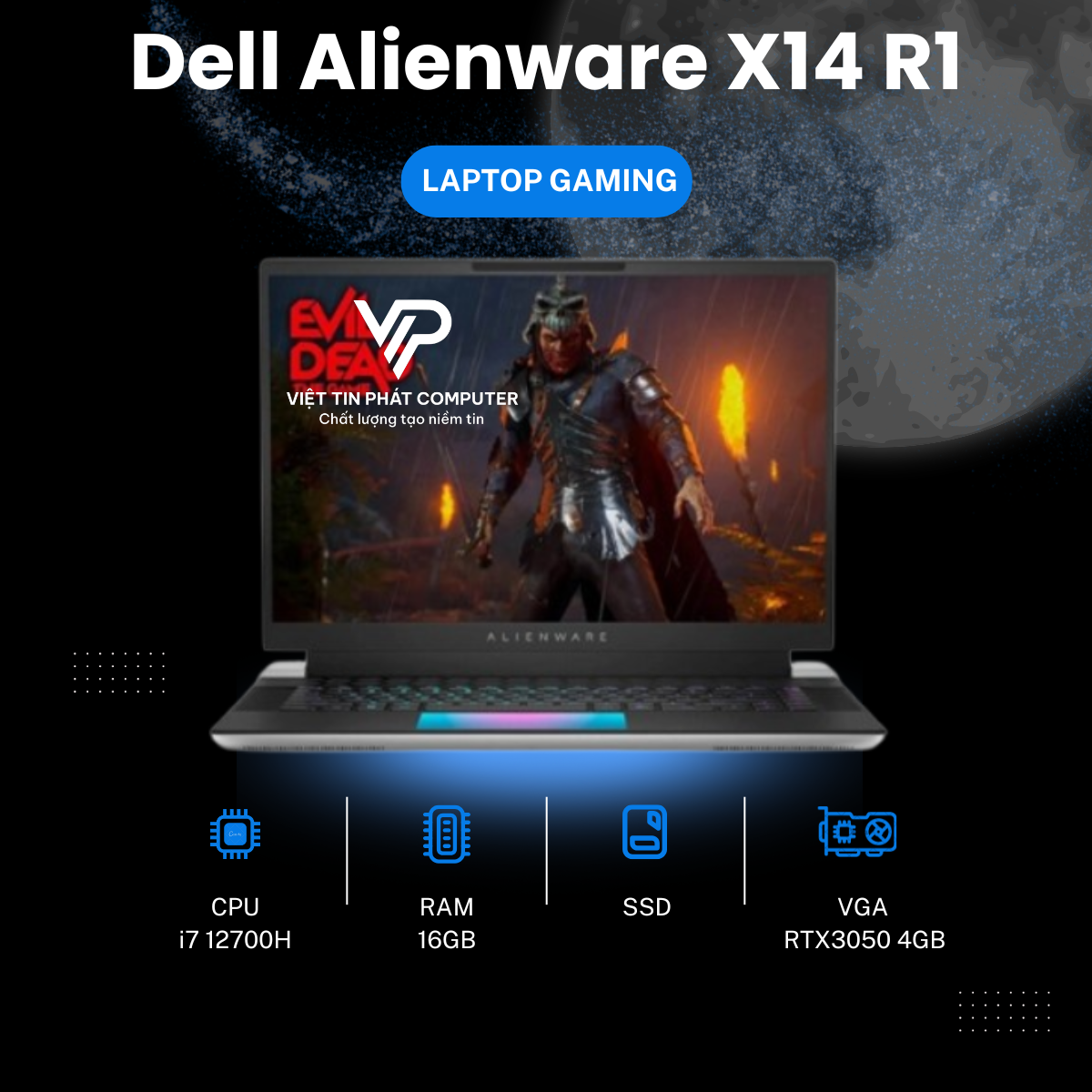 [Like New] Dell Alienware X14 R1 (Core i7 12700H, RAM 16GB, SSD 512GB, GeForce RTX 3050, Màn 14’’ FHD, 144Hz)