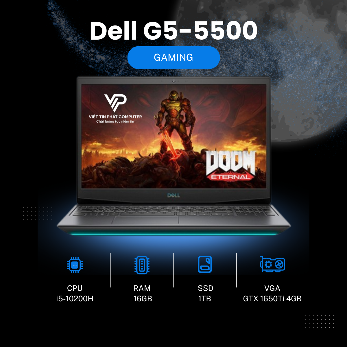 [ Like New] Dell G5-5500 / Intel Core i5-10200H / Ram 16G / SSD  512G NVMe / Card rời  GTX 1650 Ti 4G / Màn hình  15,6