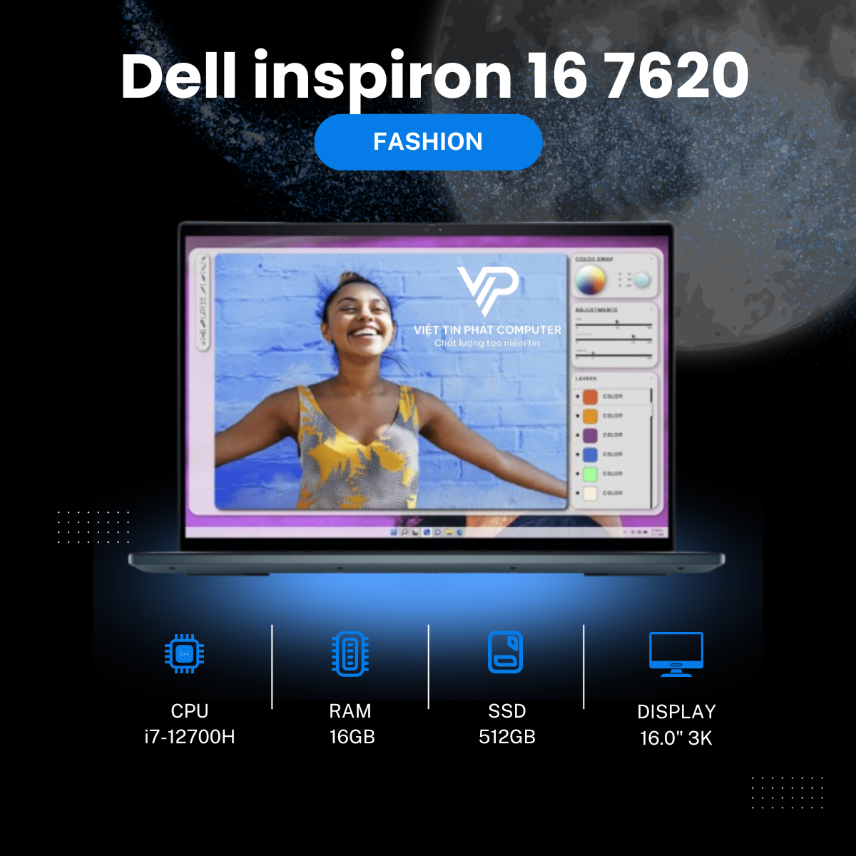 [ Like New ] Dell inspiron 16 7620 / Intel Core i7-12700H / Ram 16G /SSD 512GB / RTX3060 6G / Màn hình 16