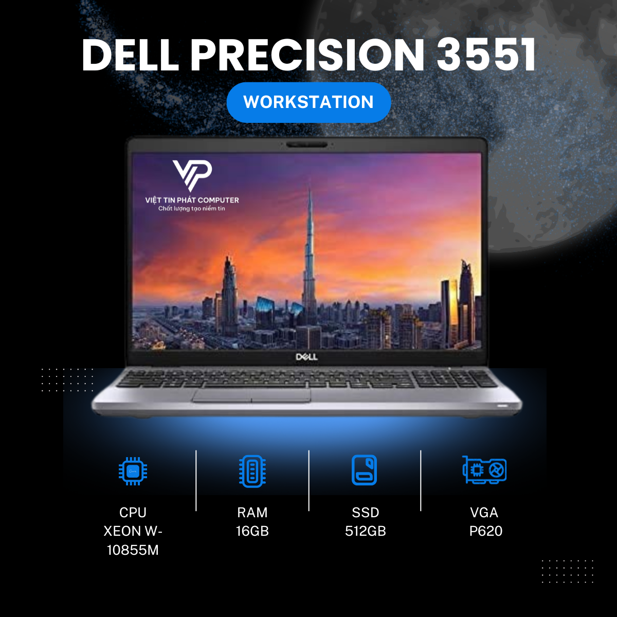 DELL PRECISION 3551 INTEL XEON W-10855M I 16GB I 512GB I VGA P620 I 15