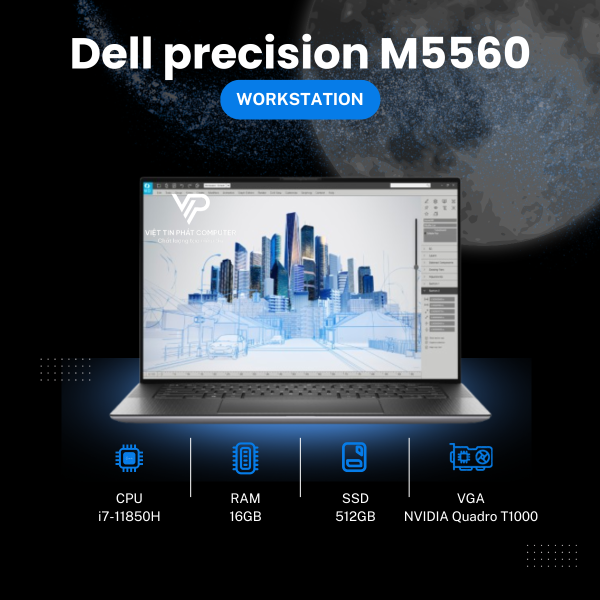 [Like new] Dell precision M5560 Intel Core i7-11850H/ ram16G / SSD 512G / card đồ họa T1200 4G / 15.6