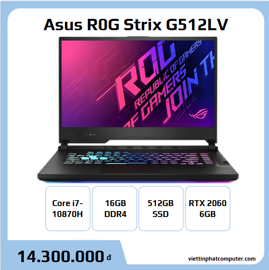 Asus ROG Strix G531GV i7 9750H / 16GB / 512GB / RTX 2060 6GB / 15.6″ FHD 144Hz
