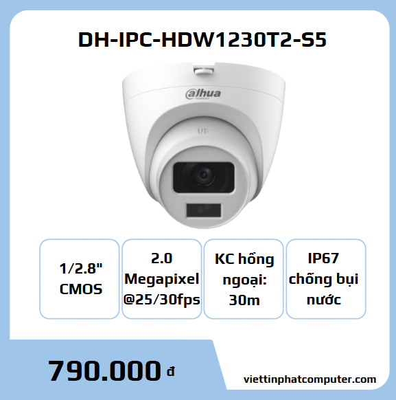 Camera IP 2MP Dome DAHUA DH-IPC-HDW1230T2-S5