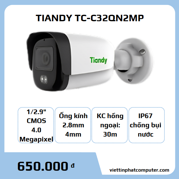 Camera IP thân trụ Tiandy TC-C32QN/2MP