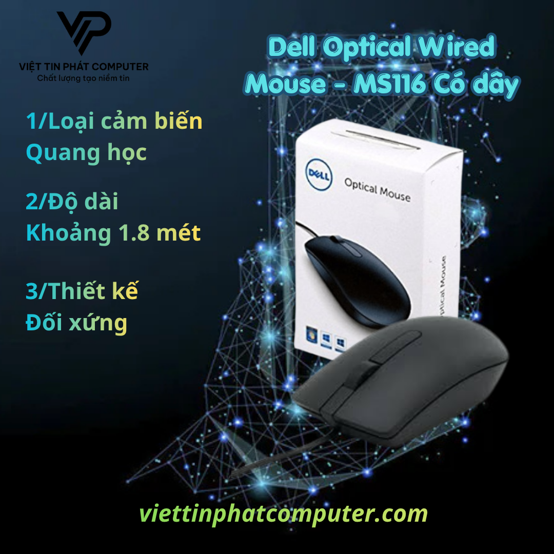 Chuột Dell Optical Wired Mouse - MS116 Có dây