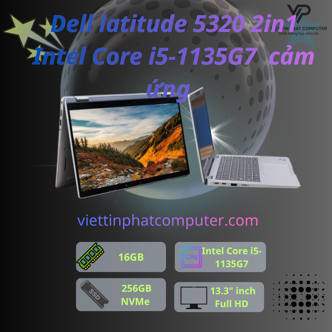 [Like New] Dell latitude 5320 2in1 / Intel Core i5-1135G7 / Ram 16G / SSD 256 GB / Màn hình  13.3
