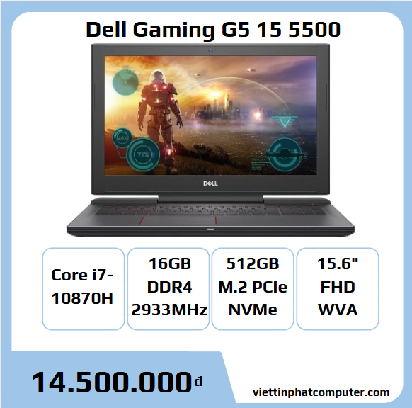 Laptop Dell Gaming G5 15 5500 i7 10870H/16GB/512GB/15.6