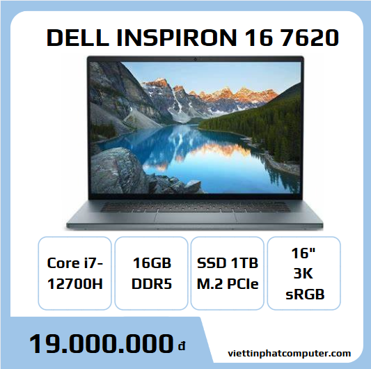 DELL INSPIRON 16 7620 I7-12700H/16G/1TB SSD/RTX3060 6G/16