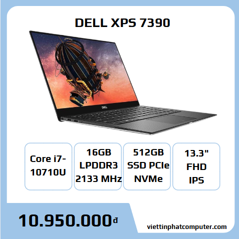 Dell XPS 7390 i7-10710U RAM 16G SSD 512G 13.3