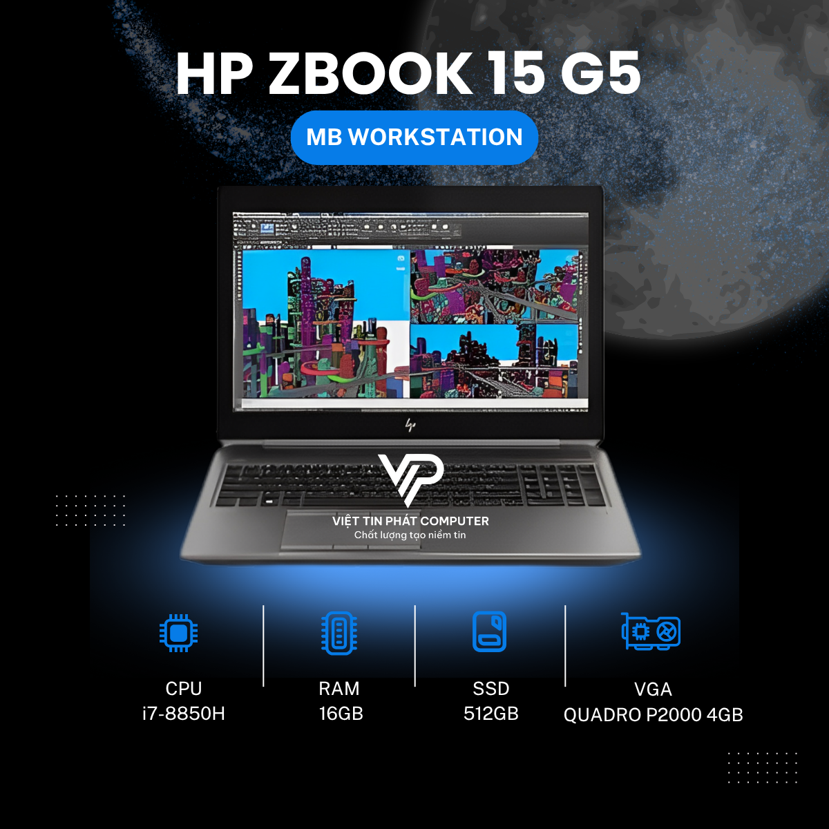 HP ZBOOK 15 G5 i7-8850H | 16GB | 512GB | QUADRO P2000 4GB | 15.6