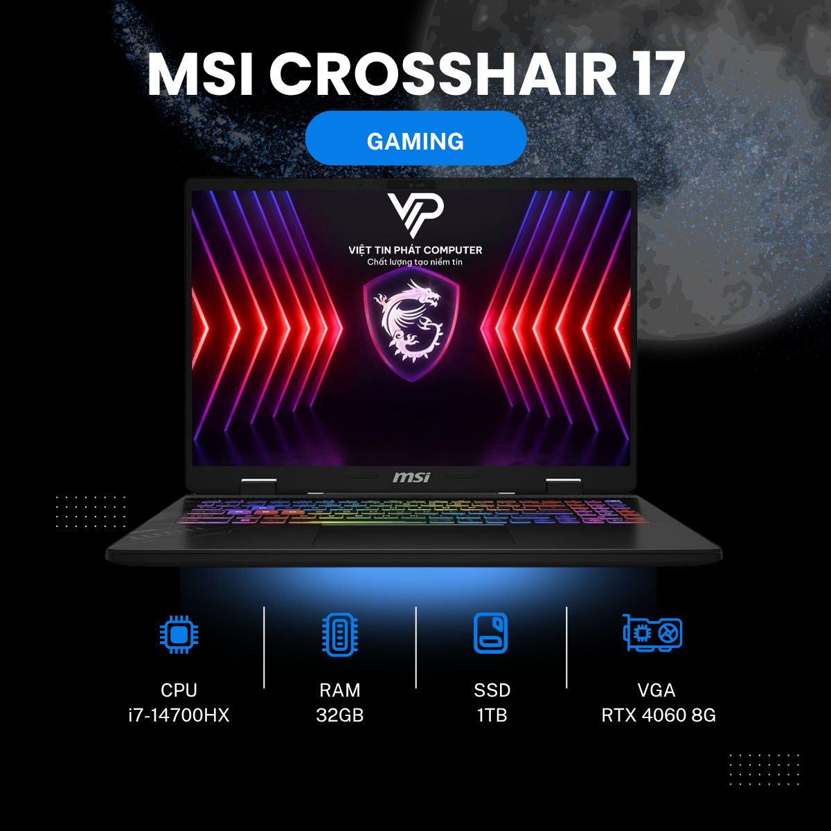 MSI CROSSHAIR 17 i7-14700HX | 32GB | 1TB | RTX 4060 8GB | 17.3