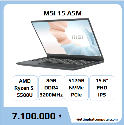 MSI 15 A5M RYZEN5 -5500U RAM 8GB SSD 512G 15.6