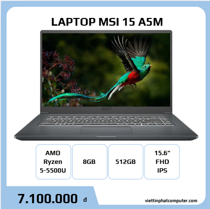 MSI 15 A5M RYZEN5-5500U RAM 8GB SSD 512G 15.6