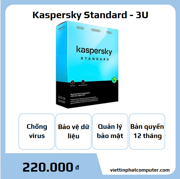 Phần mềm diệt virus Kaspersky Standard - 3U