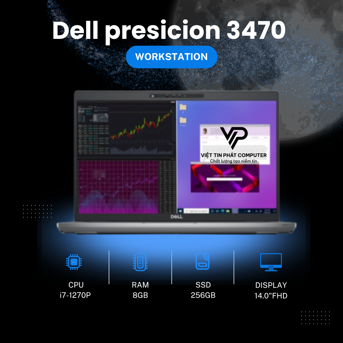 [Like New] Dell presicion 3470 / Intel Core i7-1270P / Ram 8G / SSD 256GB / Màn hình 14