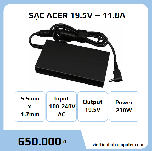 Cục sạc ACER 230W (5.5mm x 1.7mm)