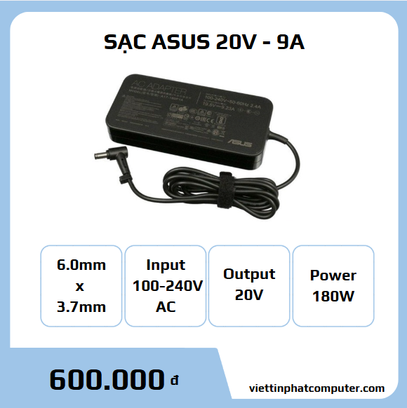 Cục sạc Asus 180W (6.0mm x 3.7mm)