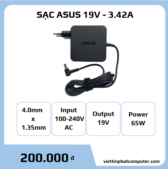 Cục sạc ASUS W15-065N1C 65W (BARREL ROUND)