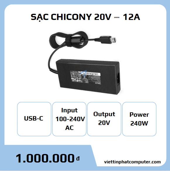 Cục sạc Chicony 240W USB