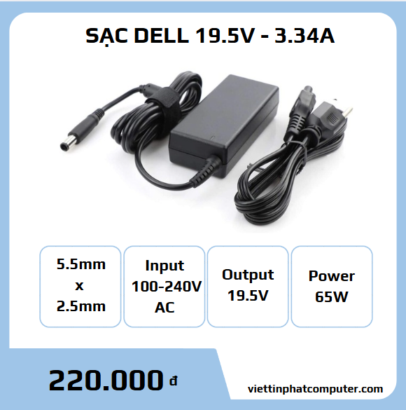 Cục sạc DELL 65W (5.5mm x 2.5mm)