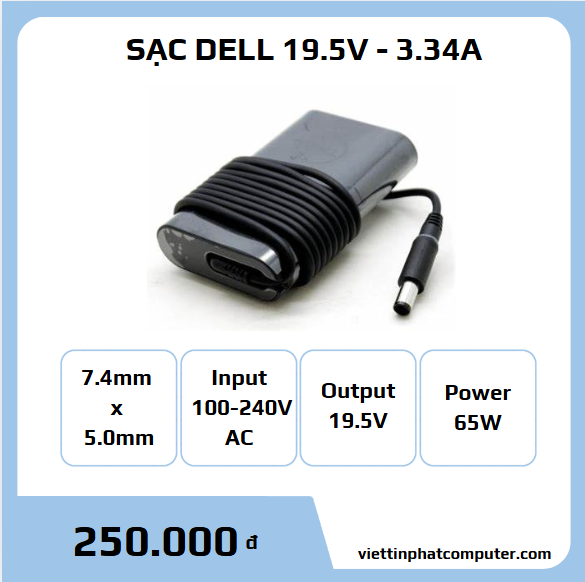 Cục sạc DELL 65W (7.4mm x 5.0mm)