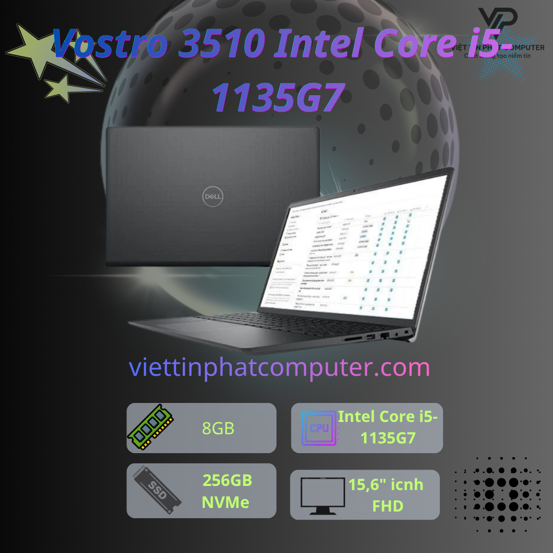[Like New] Vostro 3510 Intel Core i5-1135G7 / Ram  8G / SSD 256G / Màn hình  15,6
